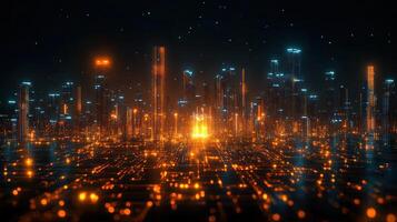Futuristic city at night photo