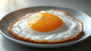 Fried egg on a silver plate photo