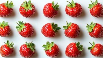 Fresh Strawberries Arranged in a Grid Pattern seamless pattern photo