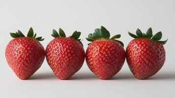 Fresh strawberries in a row isolated photo