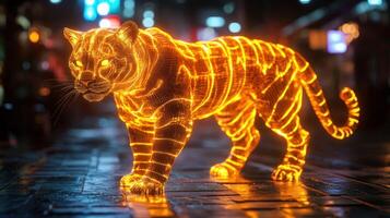 Fierce glowing tiger in a city photo
