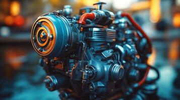 Detailed close-up of a futuristic engine photo