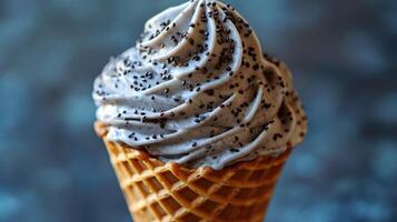 Delicious gray ice cream cone photo