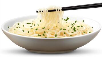 Delicious noodles in a bowl photo