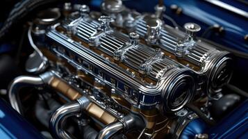 Detailed view of a classic car engine photo