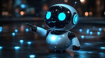 Cute robot pointing, futuristic design photo