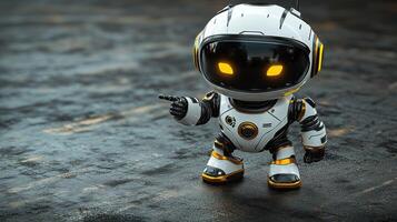 Cute robot pointing audients photo