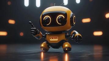 Adorable, futuristic robot pointing photo