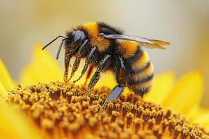 Bumblebee collecting pollen from a flower photo