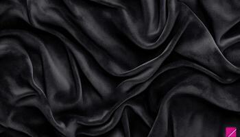 Dark Draped Fabric Shows Smooth Texture And Soft Folds photo