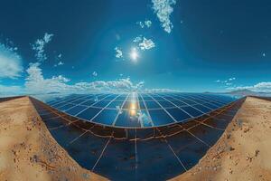 Solar Panels Array Under Bright Sunny Sky photo