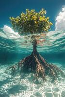 Mangrove Tree in Clear Shallow Ocean Water photo
