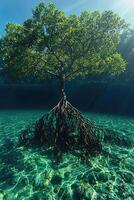 Underwater Mangrove Tree Showing Root System photo