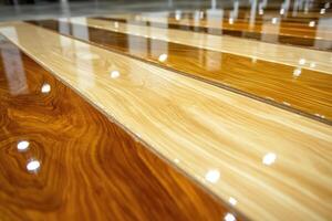 Polished Wood Flooring Samples Displayed in Rows photo