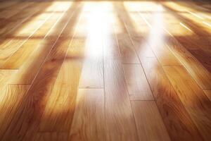 Sunlight Streaming Across Polished Hardwood Floor photo