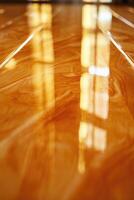 Polished Amber Surface Reflecting Light Patterns photo