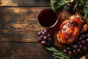 Coq Au Vin With Red Wine Sauce, Copy Space, Food Image photo