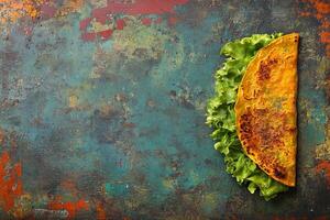 Crunchy Beef Taco With Lettuce And Cheese, Copy Space, Food Image photo