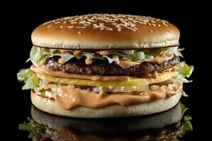 Double Cheeseburger With Special Sauce, Copy Space, Food Image photo