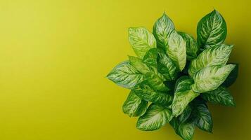 Top view photorealistic Arrowhead Plant, plant set on a vibrant background photo