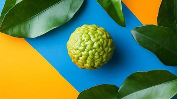 Top view photorealistic Bergamot, plant set on a vibrant background photo