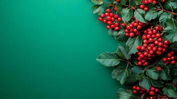 Top view photorealistic Crataegus, plant set on a vibrant background photo