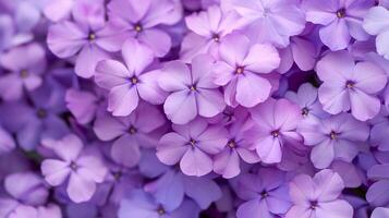 Top view Creeping Phlox on a vibrant background, plant setting photo