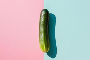 Top view photorealistic Cucumber, plant set on a vibrant background photo