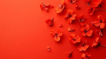Geranium on a vibrant background, photorealistic top view Geranium flower photo