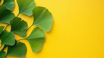 Top view photorealistic Ginkgo, plant set on a vibrant background photo