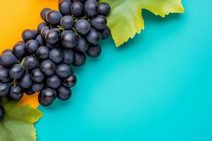 Grape on a vibrant background, photorealistic top view Grape plant photo