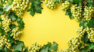 Grape Vine on a vibrant background, photorealistic top view Grape Vine plant photo