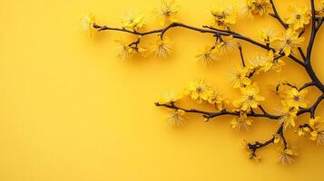 Top view photorealistic Hamamelis, plant set on a vibrant background photo