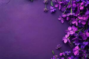 Harebell on a vibrant background, photorealistic top view Harebell plant photo