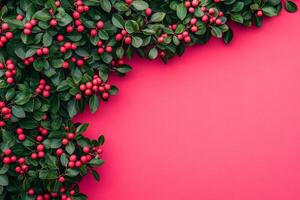 Top view Hawthorn Bush on a vibrant background, plant setting photo