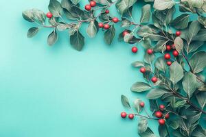 Top view photorealistic Hawthorn, plant set on a vibrant background photo