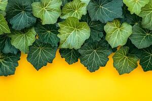 Ladys Mantle on a vibrant background, top view photorealistic flower photo