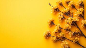 Top view Larch on a vibrant background, plant setting photo