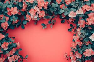 Leptospermum on a vibrant background, top view photorealistic plant photo