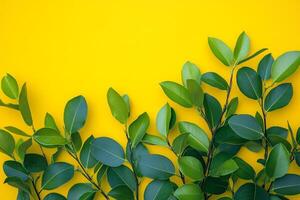 Ligustrum on a vibrant background, photorealistic top view Ligustrum plant photo