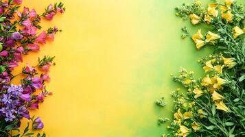 Top view photorealistic Penstemon, flower set on a vibrant background photo