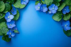 Speedwell on a vibrant background, photorealistic top view Speedwell flower photo