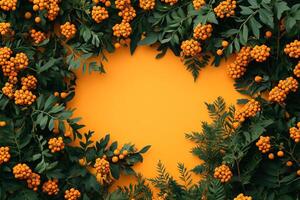 Tansy on a vibrant background, photorealistic top view Tansy plant photo