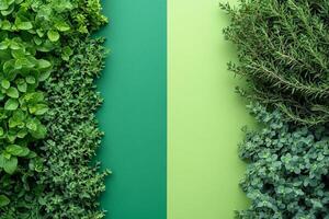 Thyme creeping varieties on a vibrant background, photorealistic top view Thyme creeping varieties flower photo
