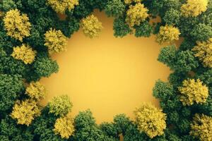 Trees on a vibrant background, top view photorealistic plant photo