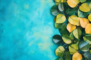 Top view Ulmus on a vibrant background, plant setting photo
