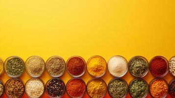 varieties on a vibrant background, top view photorealistic plant photo