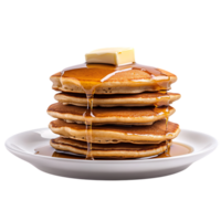 Delicious Buttery Pancakes A Stack of Golden Brown Flapjacks Drizzled with Syrup isolated on transparent background png