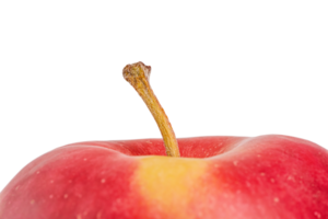 Macro photo of part of a red and yellow apple isolated png