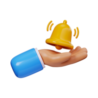 3D email notification symbol with bell. New message notification envelope, unread mail or incoming message png